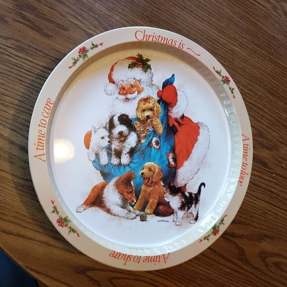 Vintage Giordano Christmas Metal Serving Tray - Picture 1 of 2